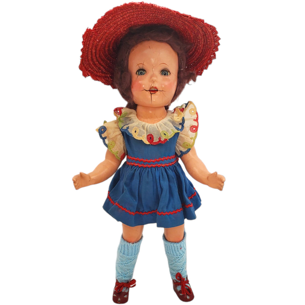 Vintage Composite Doll 15 in Unmarked